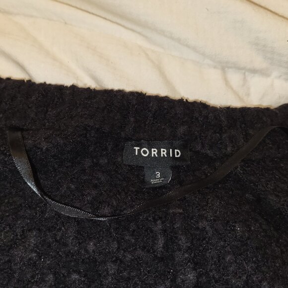 Women's Torrid Long Black Rough Knit Open Front Cardigan with Pockets - Size 3 - Picture 6 of 9